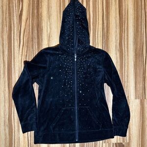 Black Hoodie with Rhinestone Detailing